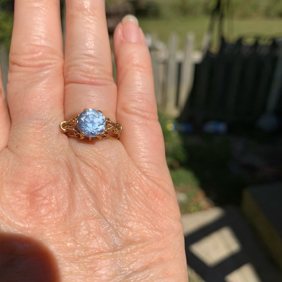14k Estate Good Quality Aquamarine ring. Vintage - Picture 6 of 7